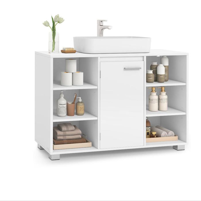 Meuble sous lavabo - HELLOSHOP26 - Armoire de salle de bain - Blanc - 6 compartiments - Dimensions 30x90x60 cm Meuble sous lavabo - HELLOSHOP26 - Armoire de salle de bain - Blanc - 6 compartiments - Dimensions 30x90x60 cm