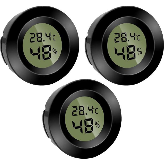 Comparer les prix de Thermomètre Hygromètre LCD 3pcs Rond Intégré Moniteur Intérieur Serre Terrarium Voiture Reptiles Noir