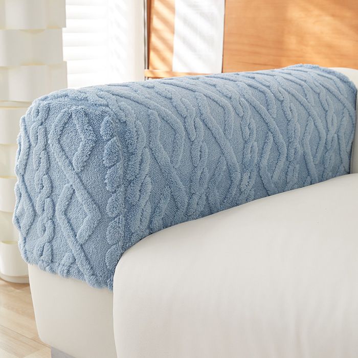 Housses daccoudoirs de canapé extensibles douces en jacquard géométrique (2 pièces) - Lavables et antidérapantes (bleu)