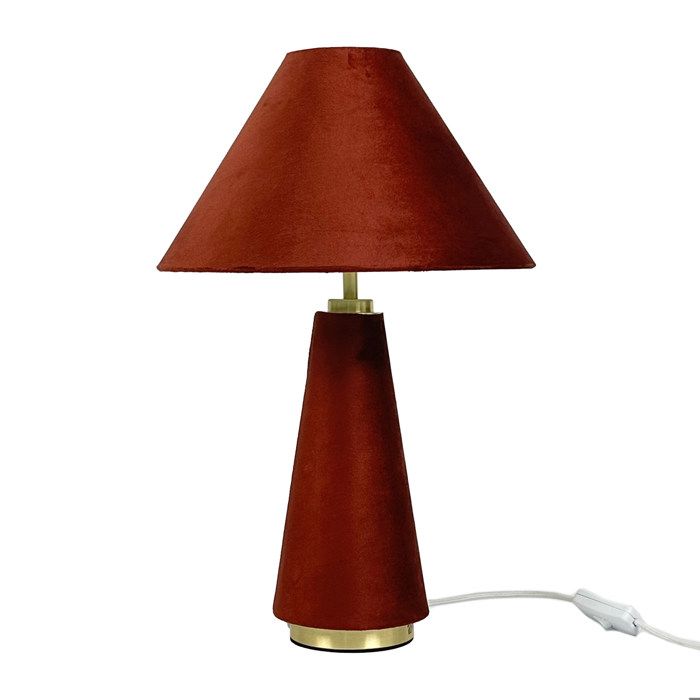 Relaxdays Lampe de table abat-jour velours et pied métal E14 H47 x 30 cm lampe de chevet câblée chambre abricot/or