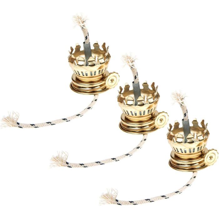 3 supports mèche lampe huile vintage intégrée brûleur kérosène