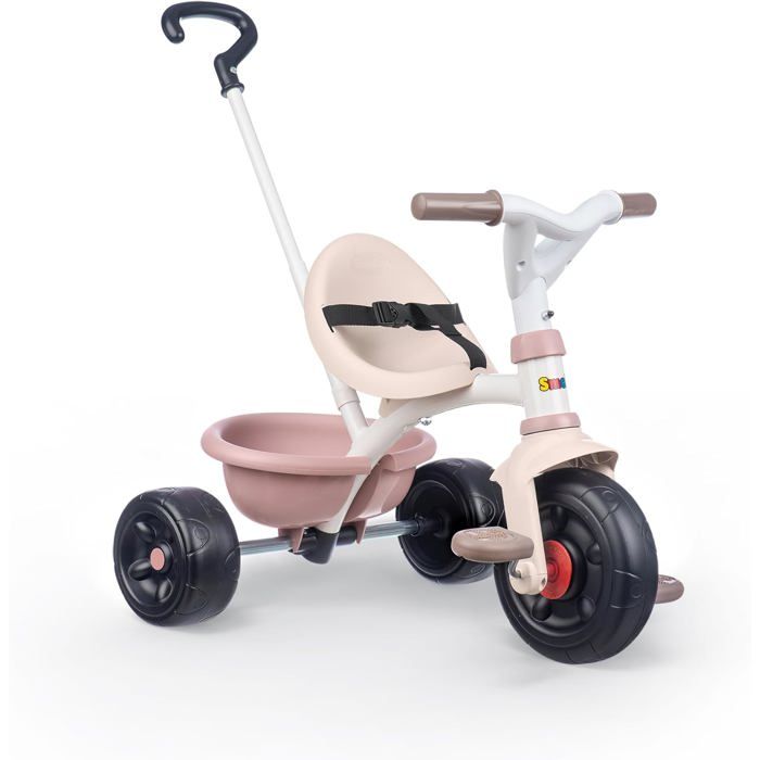 Tricycle évolutif - SWAPY - Be Fun - Rose - Canne parentale réglable - Ceinture de sécurité - À