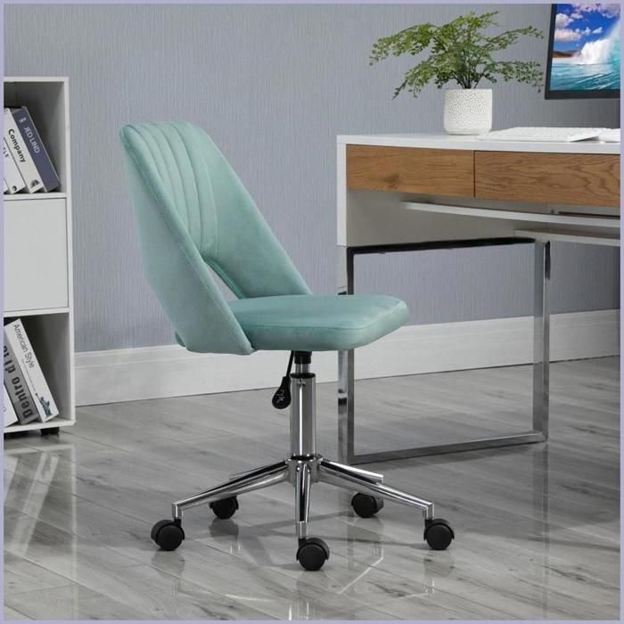 Fauteuil de bureau - Aosom - Ergonomique velours-look hauteur réglable pivotant sans accoudoirs - Vinsetto - Vert