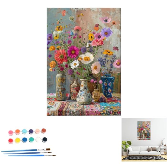 Mafenr – Peinture Par Numéro Fleurs – Toile HD 40x50 Cm – Kit Complet – Adulte – Débutant