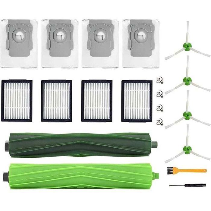 Accessoires de rechange pour iRobot Roomba i7/i7+/i3+/i4+/i6+/i8+/j7+ lot de 20 pièces de rechange comprenant 2 brosses principal