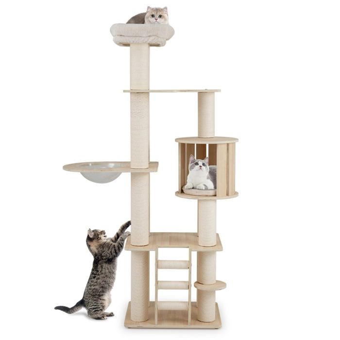Arbre à chat 60 x 48 x 185 cm stable et sécuritaire avec plusieurs espaces Arbre à chat 60 x 48 x 185 cm stable et sécuritaire avec plusieurs espaces
