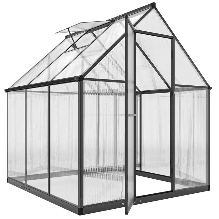 Serre de jardin - Outsunny - fenêtre réglable porte battante - résistant aux intempéries - aluminium polycarbonate - transparent