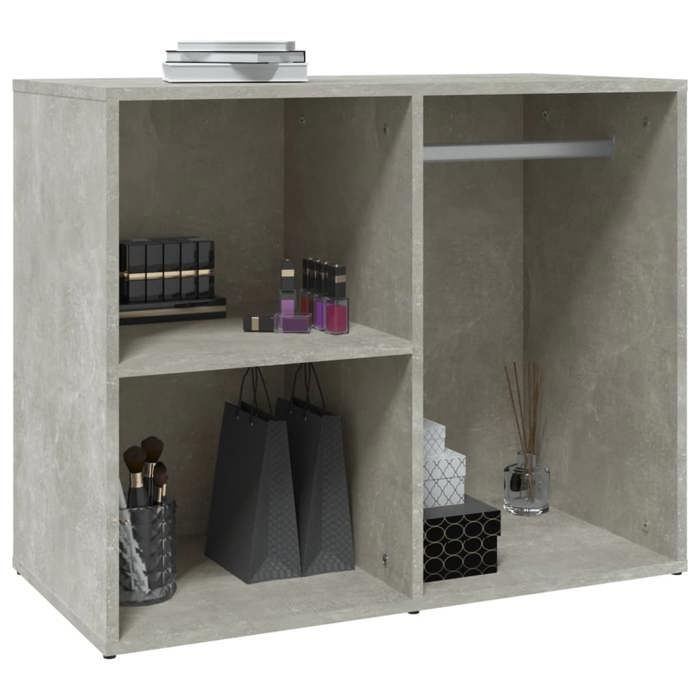 Remise 2026®ARMOIRE Gris - Armoire de rangement penderie - avec rangement - gris béton - 80x40x65cm - Bois dingénierie 573 31189
