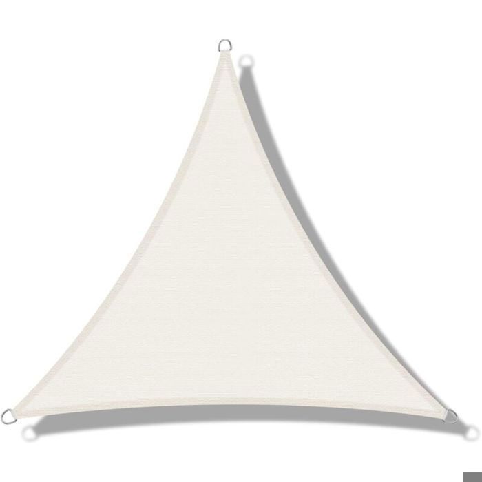 Voile dombrage triangulaire en PEHD blanc de 4 x 4 x 4 mètres anti-UV idéale pour les terrasses le camping et le jardin