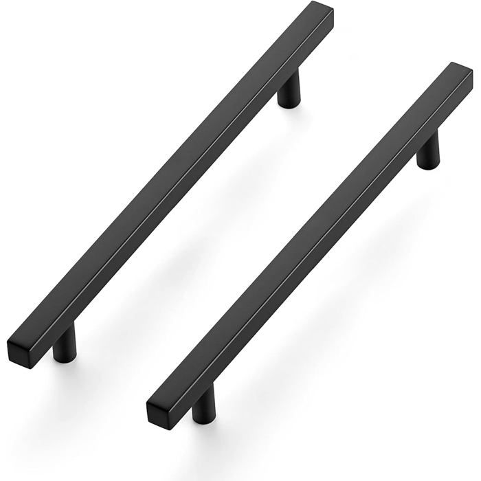 Poignées De Meuble Barre Carrée Inox Noir Mat 256 mm Modèle 192 mm Entraxe Lot De 10 Pour Cuisine Placard Tiroir