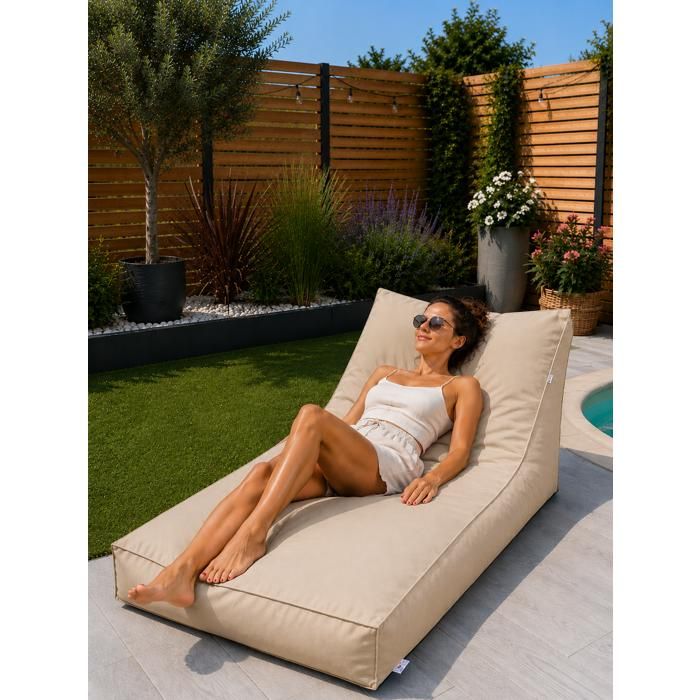 Matelas bain de soleil transat uni beige Matelas bain de soleil transat uni beige