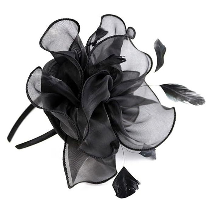 1 Chapeau bibi fait main plumes résille pince à cheveux mariage cocktail .