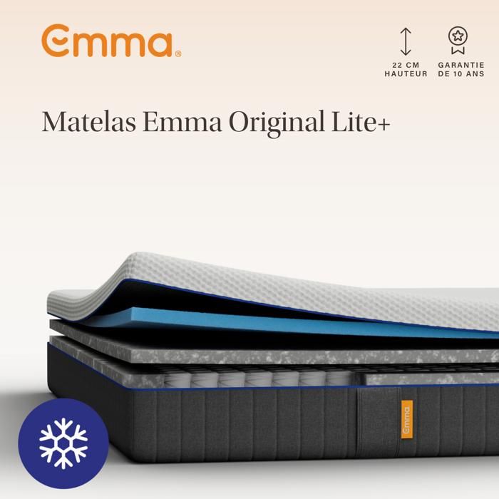 EMMA Matelas Original Lite+ 140x190 cm Ressorts + Mousses respirantes 5 couches 22cm Edition 2026