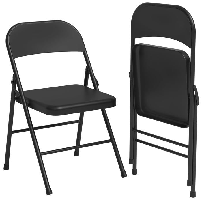 Chaises pliantes métal coussin 158kg lot 8 noir empilables intérieur/extérieur
