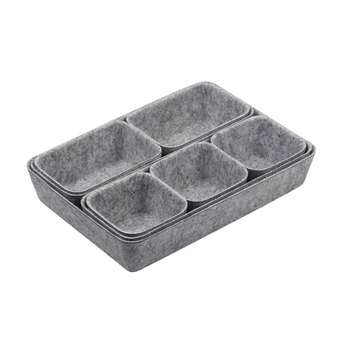 Organisateur tiroir feutre 8 pièces gris clair - Rangement maquillage bureau salle bain coiffeuse commode