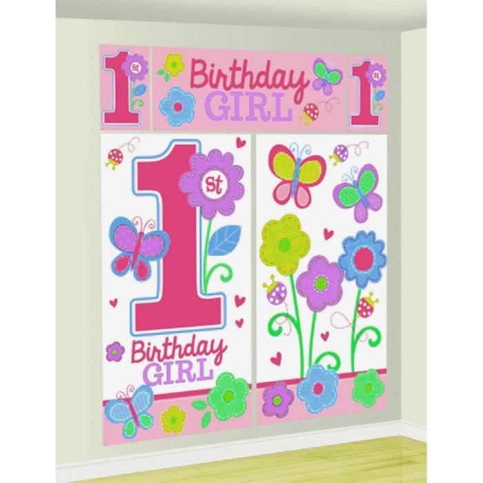 Decoration Anniversaire 1 An Fille Fleurs Cdiscount Maison