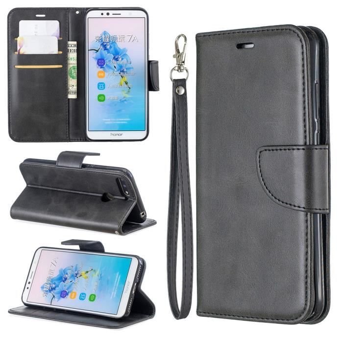 Housse Huawei Honor 7A Huawei Y6 2018 5.7 Pochette Telephone Housse avec Support Mode Design Noir Cdiscount Telephonie
