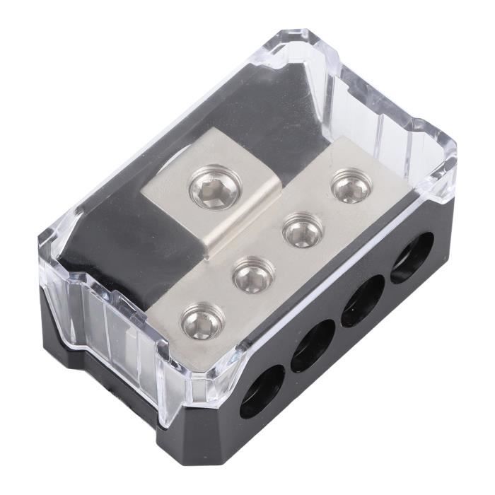 Bloc Distribution Audio Voiture 1 Entrée 3 Sorties - Alliage Doré - Coque Transparente - Pour Splitter Signal Stéréo, Protection Circuit