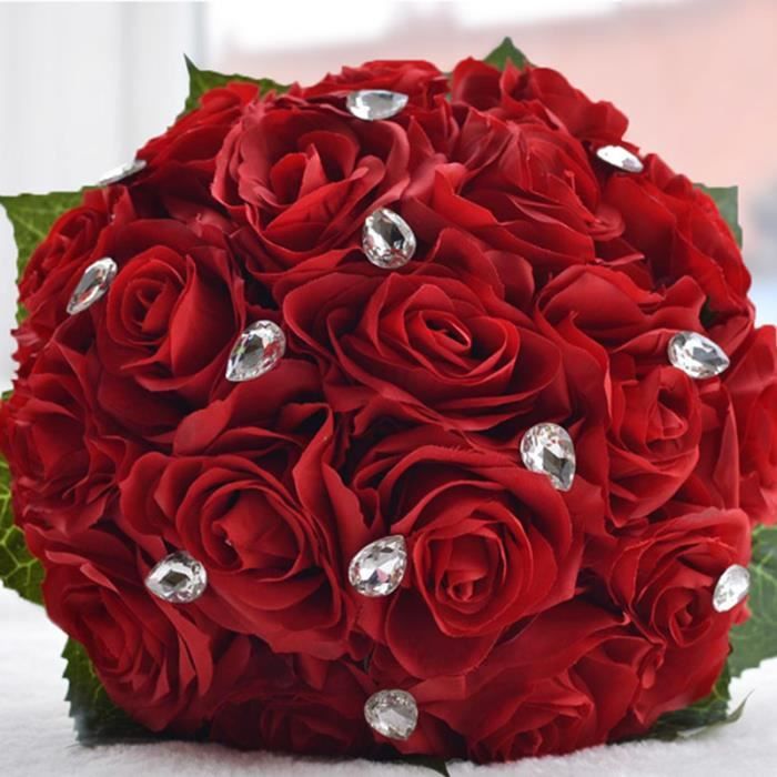 ROUGE 27*25cm bouquet de fleur boule de rose artificiel pour décoration de  mariage conférence Salon fête - Cdiscount Maison