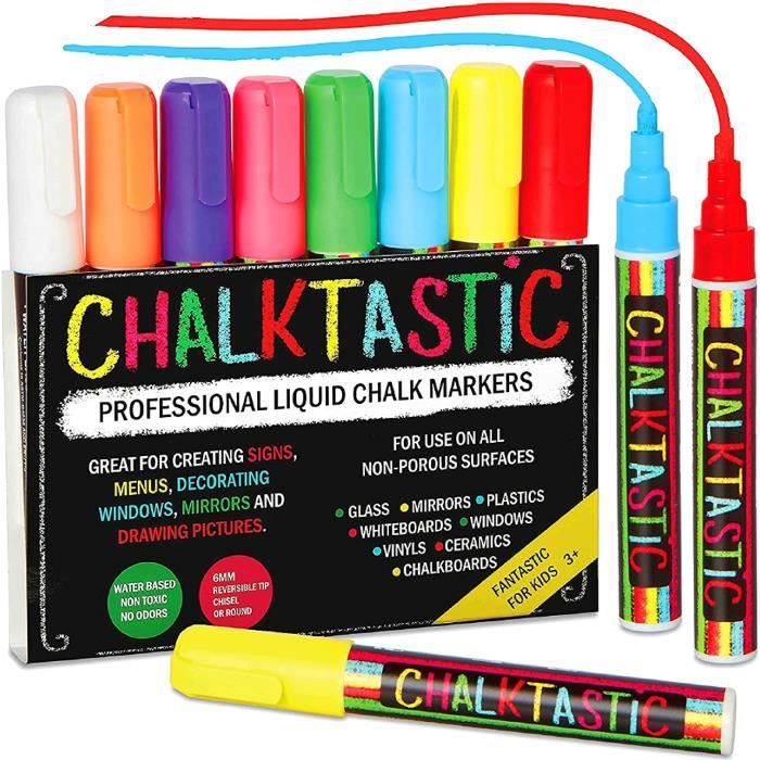 8x Chalk Markers - Stylo Pour Vitre - Crayon Tableau Noir à Pointe Ronde et  Pointe Biseautée - Crayon Craie Vitre - Marqueurs C[31] - Cdiscount  Beaux-Arts et Loisirs créatifs