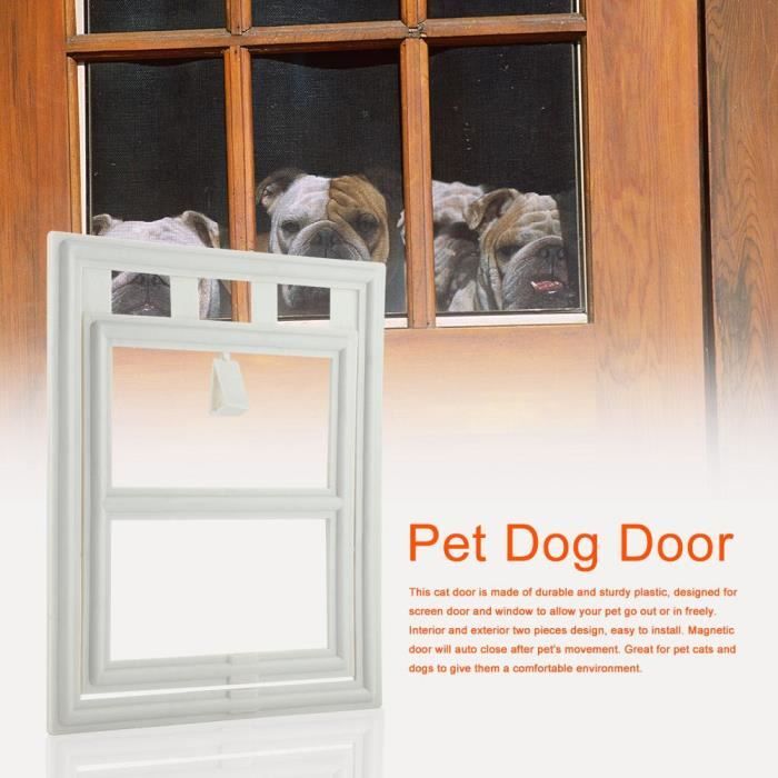 Porte En Plastique Pour Chien Chiot Chat Porte Verrouillage Magnetique Rabat De Securite Pour Porte Fenetre Blanc Lat Cdiscount Animalerie