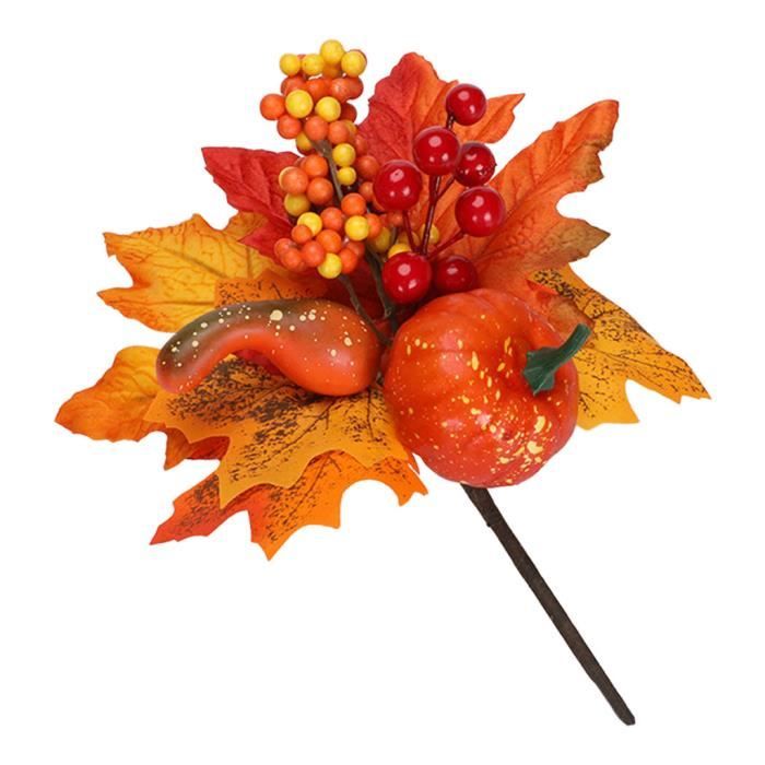 Branches D'érable Artificielles En Forme De Citrouille – Lot De 6, Orange, Déco Automne