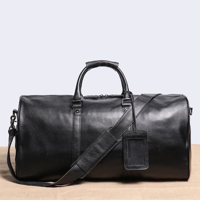 Grand sac de voyage en cuir véritable pour homme