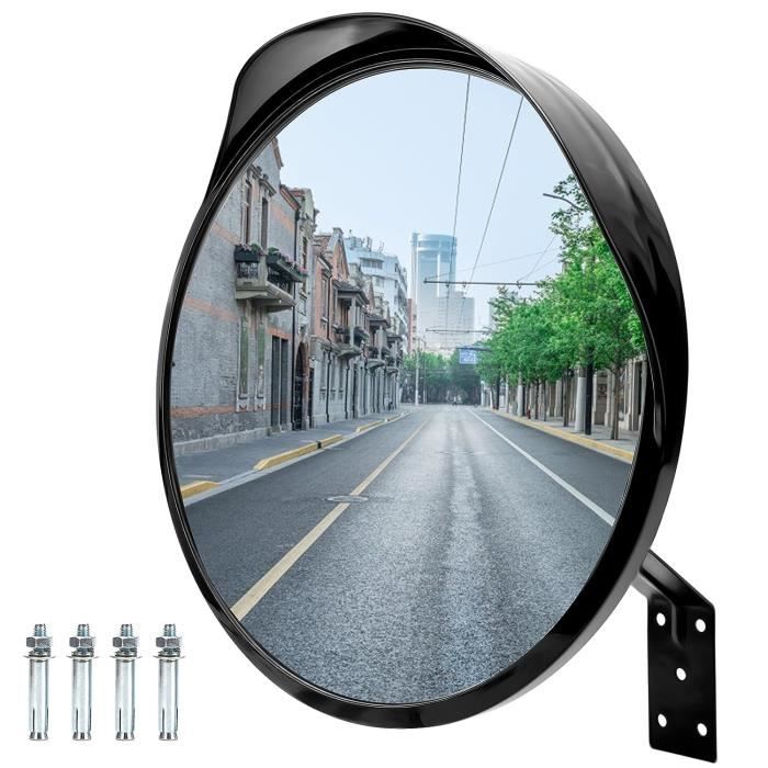 Miroir de Circulation Convexe, 30cm Miroir Convexe de la Circulation, Miroir de Sécurité avec Support, 130° Miroir Routier