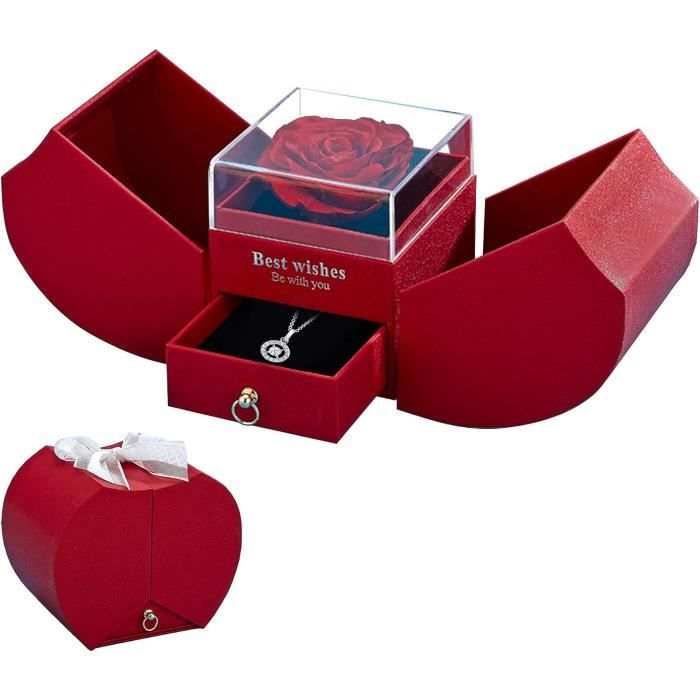 Rose éternelle Bleue Dans Boîte à Bijoux – Rose Naturelle Préservée Sans Entretien – Cadeau Amoureux élégant