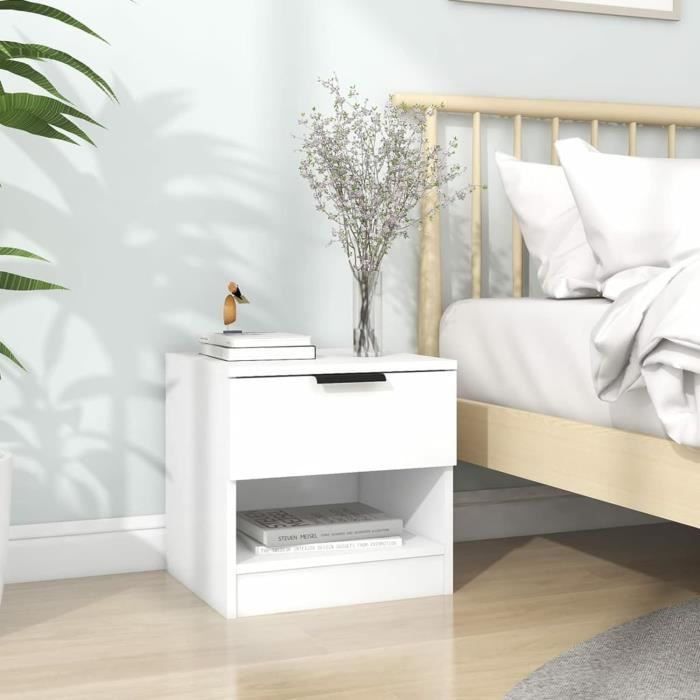 Lot De 2 Tables De Chevet Blanches 3 Tiroirs 40x40x60cm - Yaheetech Bois MDF