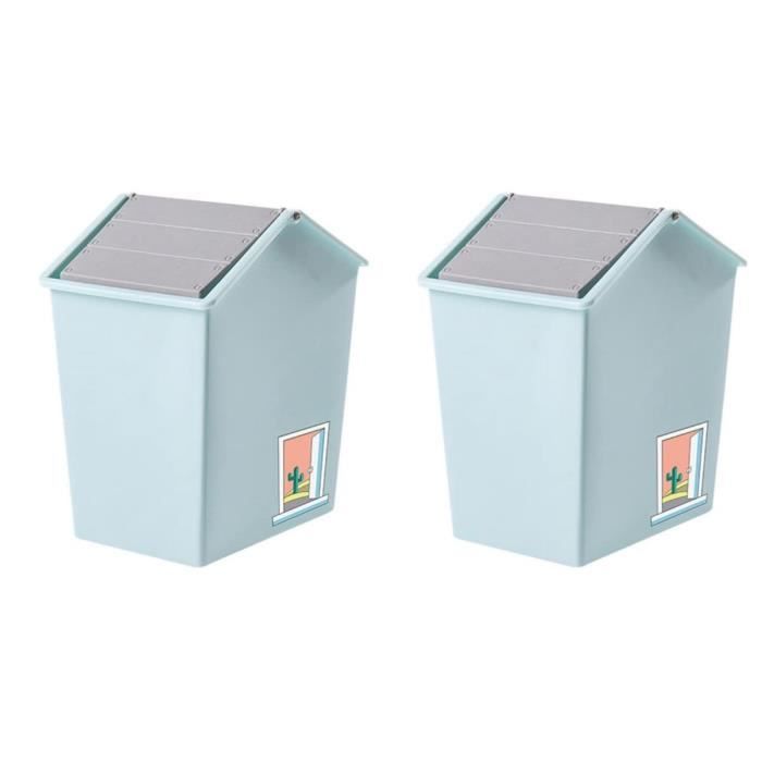 2 Mini Poubelles De Bureau Multifonction - Rose Et Vert | En ABS Avec Couvercle | Pour Stylos, Déchets, Décoration