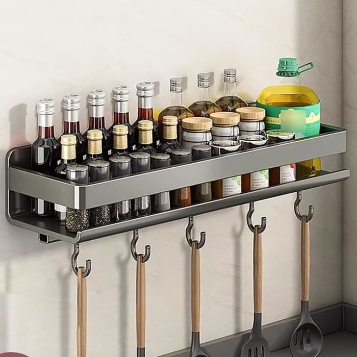 Étagère Cuisine Murale Aluminium Porte-Épices 40Cm Étagère Murale Sans
