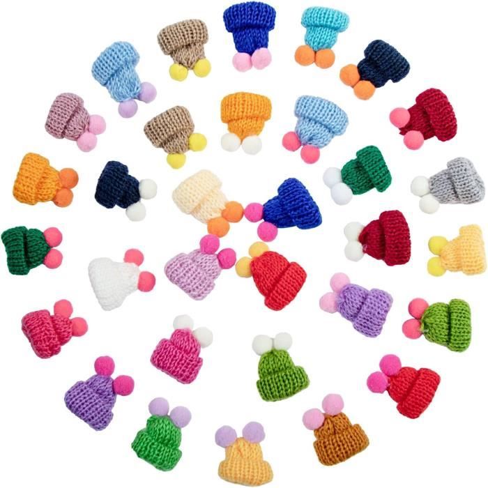 Lot De 8 Mini Chapeaux Et Écharpes De Poupée Tricotés Noël - Bonnet Père Noël, Bonhomme De Neige, Accessoires Décoration Artisanale