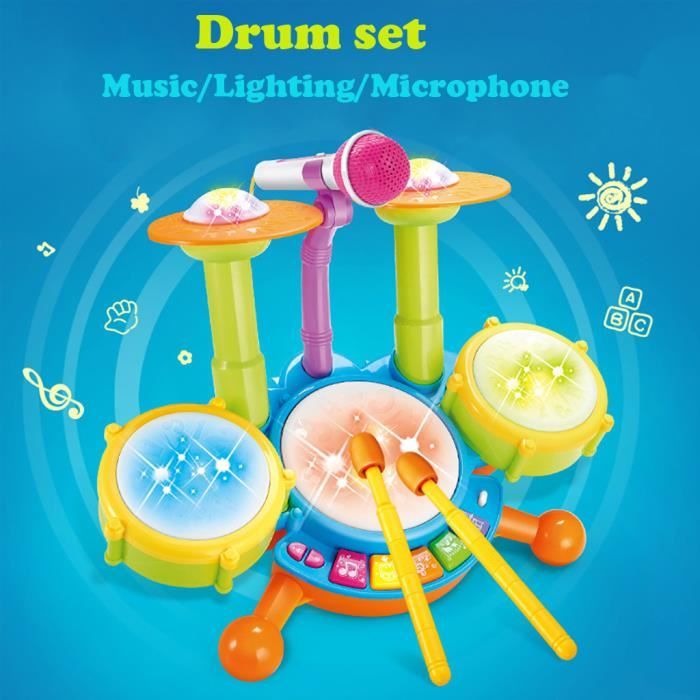 Kit De Batterie Electrique Pour Enfants Jouets Instruments De Musique Pour Enfants En Bas Age Playset Flash Light Toy Jiaodezmc 5815 Cdiscount Jeux Jouets