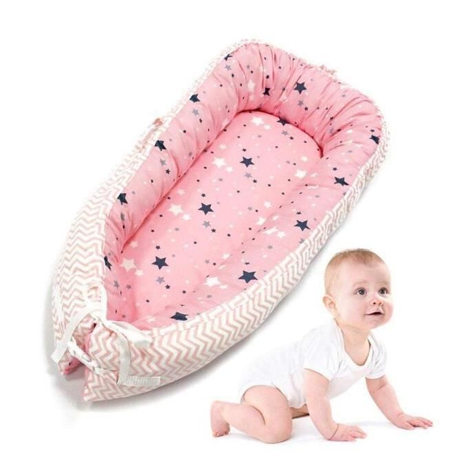 Reducteur De Lit Bebe Nid De Cocon Portable Lit De Voyage Pour Nouveau Ne Nest Coussin Imprime D Etoiles Rose Cdiscount Puericulture Eveil Bebe
