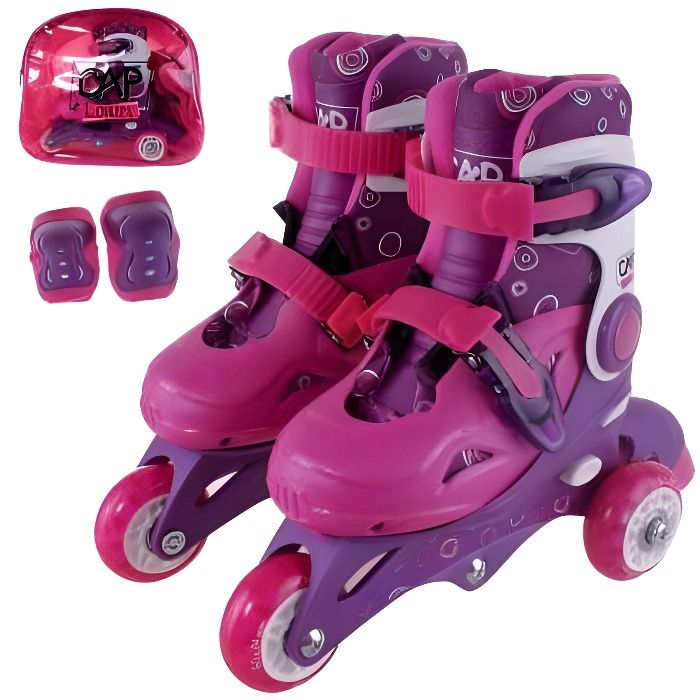 ROLLERS EVOLUTIFS ROSE 27-30 AVEC PROTECTIONS - Cdiscount Jeux - Jouets