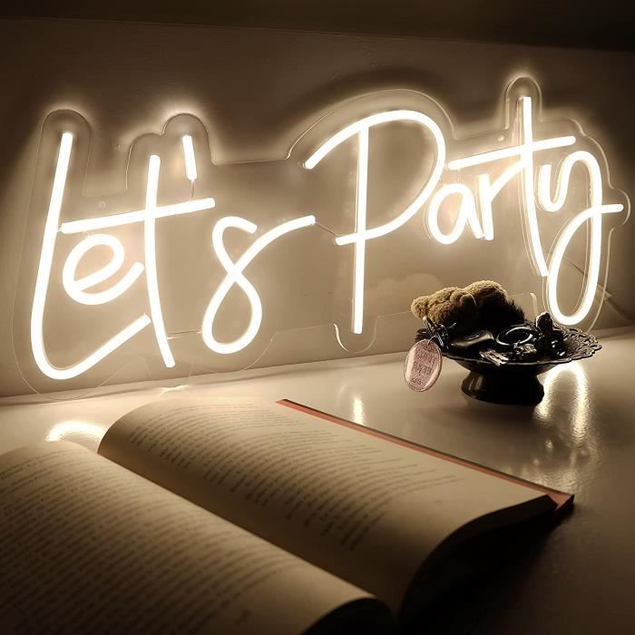NELUX Let's Party – Lumières Néons LED pour mur de chambre ou de bar enseigne lumineuse pour décorer la chambre d'adolescent Comprend un interrupteur régulateur. les fêtes ou Noël 