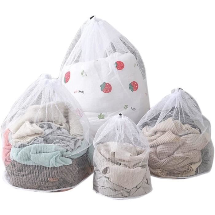 TIESOME Lot 10 Sacs Linge Maille Nylon Cordon - 20x15 Cm Noir, Respirants, Idéal Sport Voyage Lavage Délicat