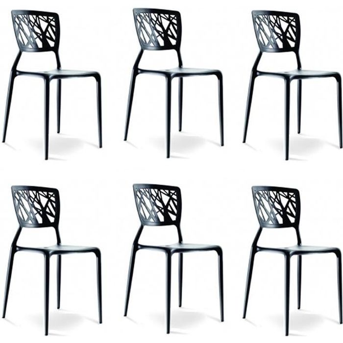 Lot de 6 chaises noires  Verdi  DESIGNETSAMAISON  Cdiscount Maison