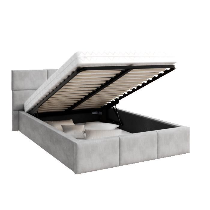 Lit Coffre Denver 140x190 - Sommier inclus Gris clair Lit Coffre Denver 140x190 - Sommier inclus Gris clair