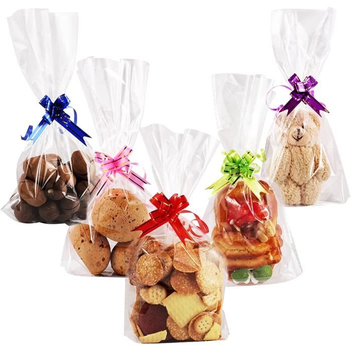 50 Pcs Sachet Bonbon Transparent, 15 x 25cm Sachets Bonbons