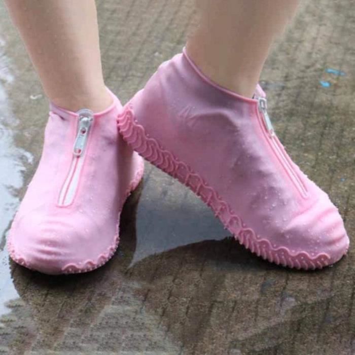 couvre chaussures en silicone imperméable taille m rose 