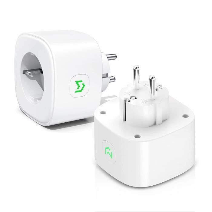 Prise Connectée WiFi 16A - App EWELINK - Compteur D'énergie - Compatible Alexa/Google - Programmation Scènes - Lot De 2