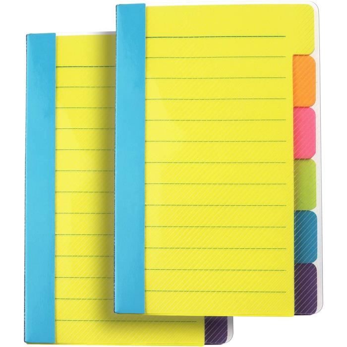 Lot De 2 Blocs De Notes Autocollantes Lignés De Couleurs Vives 10,2 X