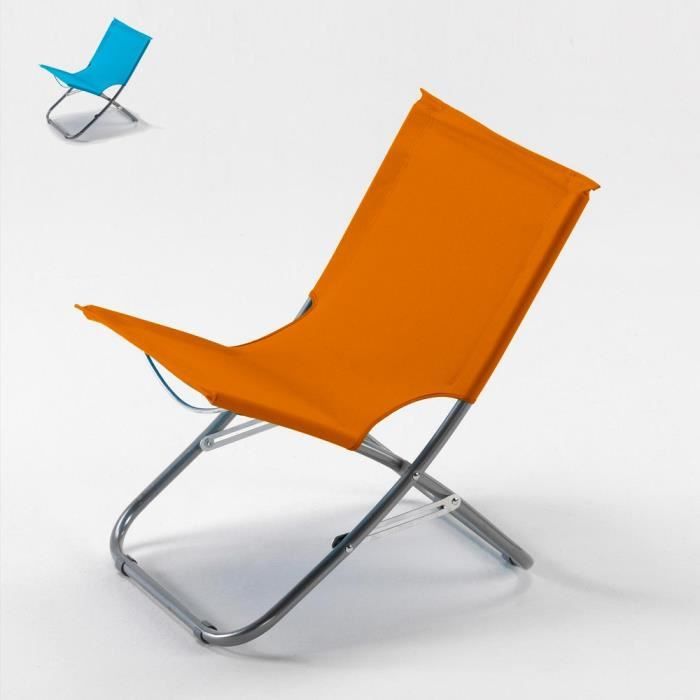 chaise de plage pliante rodeo - marque rodeo - couleur orange - confortable et robuste