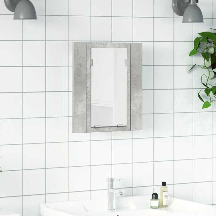 vidaXL Armoire de salle de bain à miroir LED Gris béton Acrylique 804952