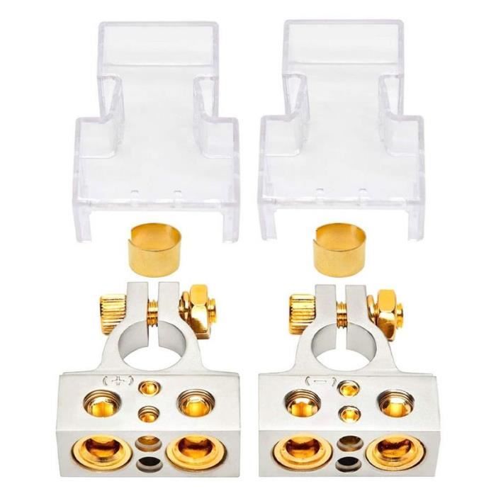 2 Cosses De Batterie Voiture - Positive Et Négative - Nickelées - Compatible AWG 0/4/8/10