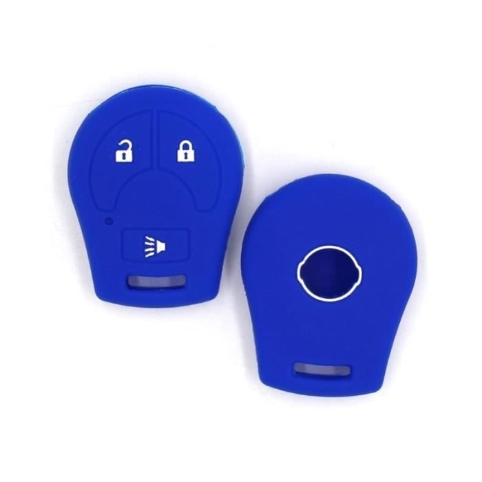 Bleu Coque de protection en Silicone pour clé de voiture, 3 boutons, pour Nissan March Tiida Altima Armada Cu
