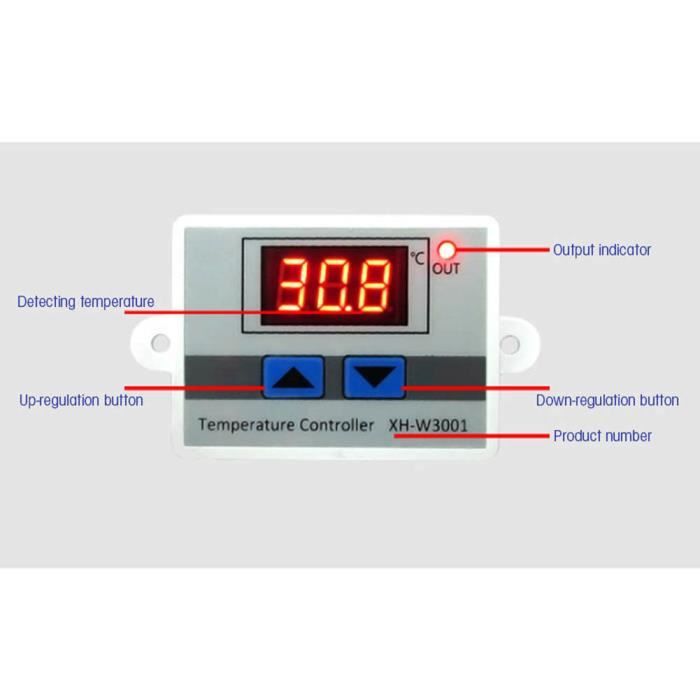 Module Contrôleur Température XH-W3001 - Sonde étanche -50°C à 110°C - 12V, 10A - Pour Chauffage/refroidissement
