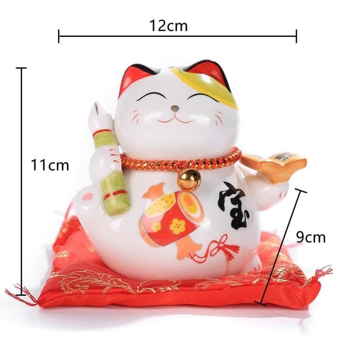 Figurine Furrybones Maneki Neko (Chat Porte-bonheur) - Statuette Décorative Colorée Peinte à La Main - 7.5 Cm